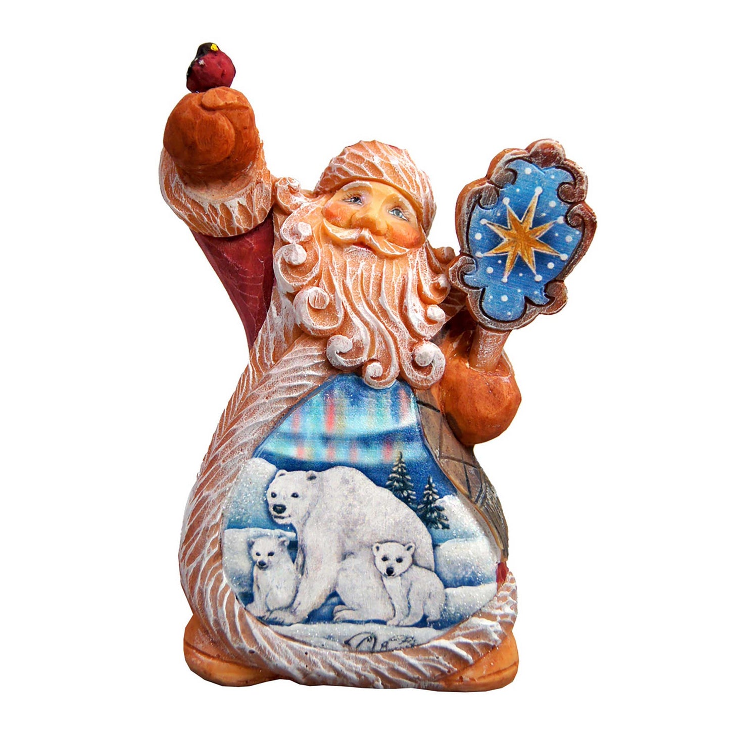 G. DeBrekht Santa polar bear sculpted ornament with blue star decoration on Tampa Home & Garden Store