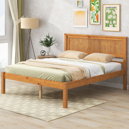 Strong Espresso Wood Platform Bed and Headboard