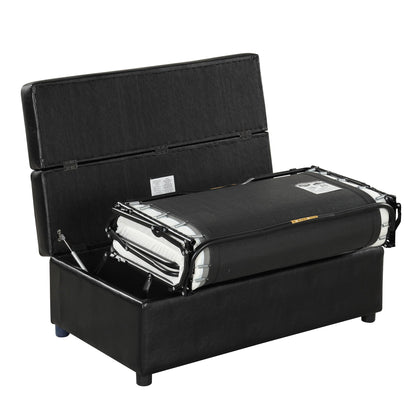 Twin size folding ottoman sleeper bed with mattress in black faux leather by HouseOfZazla on Tampa Home & Garden Store