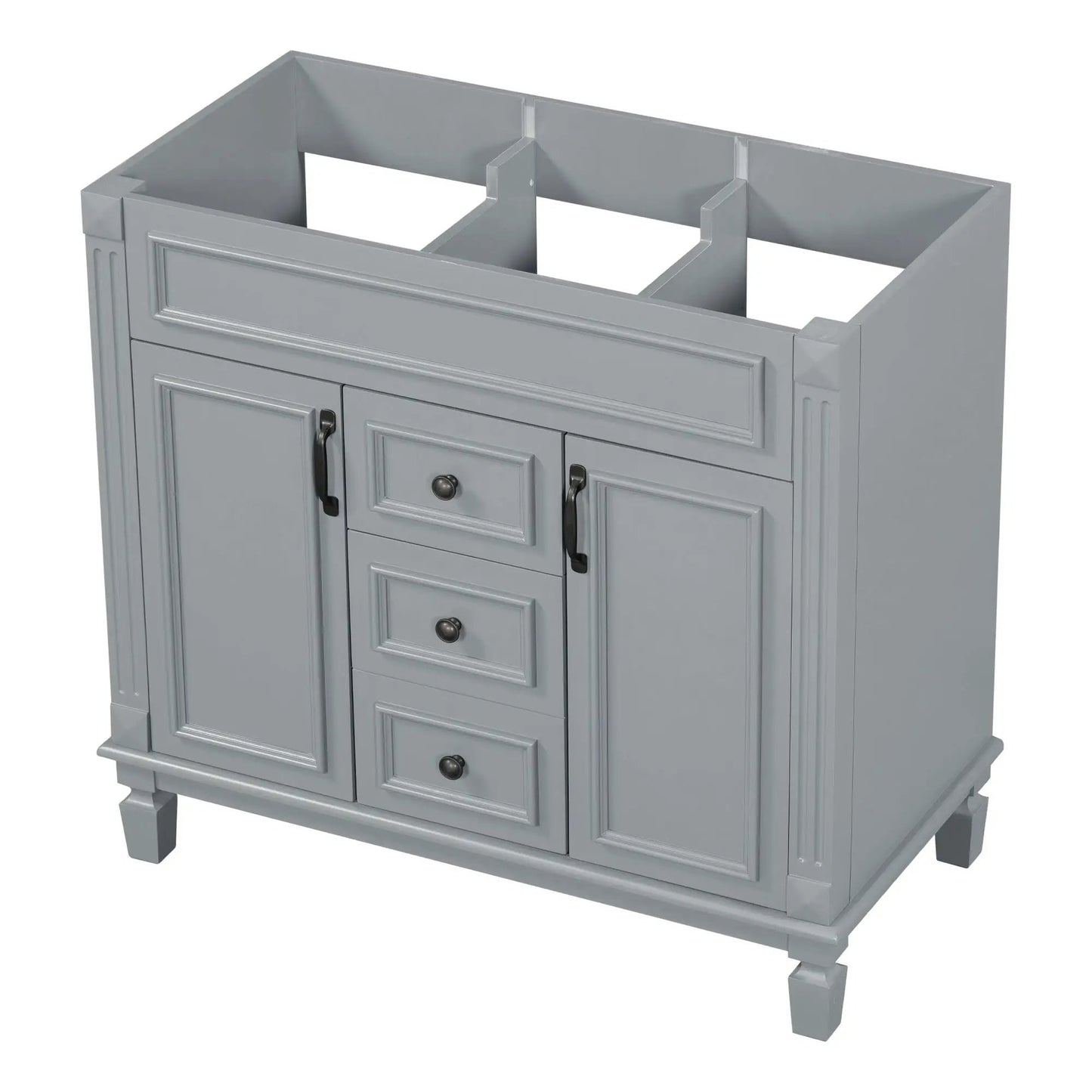 Bathroom vanity by Unique Piece Furniture in gray with 2 soft-closing doors and 2 drawers on Tampa Home & Garden Store