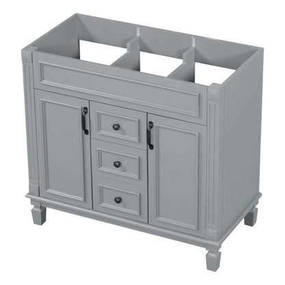 Bathroom vanity by Unique Piece Furniture in gray with 2 soft-closing doors and 2 drawers on Tampa Home & Garden Store