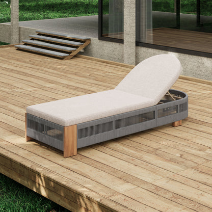 Grey Acacia Chaise Lounge and Adjustable Back