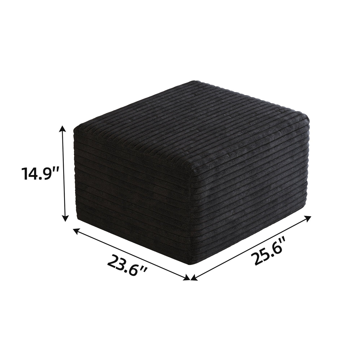 Black Corduroy Ottoman No Assembly Required