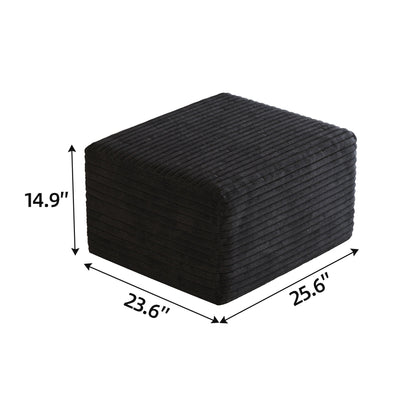 Black Corduroy Ottoman No Assembly Required