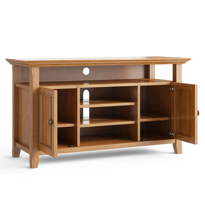 Amherst TV Media Stand handcrafted by Unique Piece in natural oak with open shelves on Tampa Home & Garden Store
