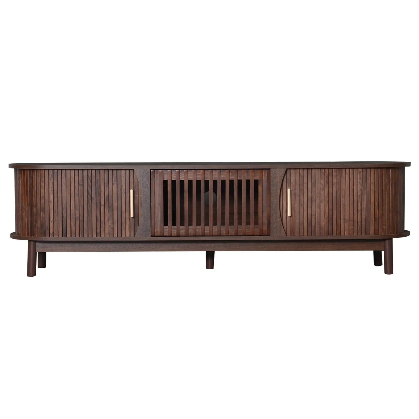 Wood TV Stand With Storage and Sliding Doors