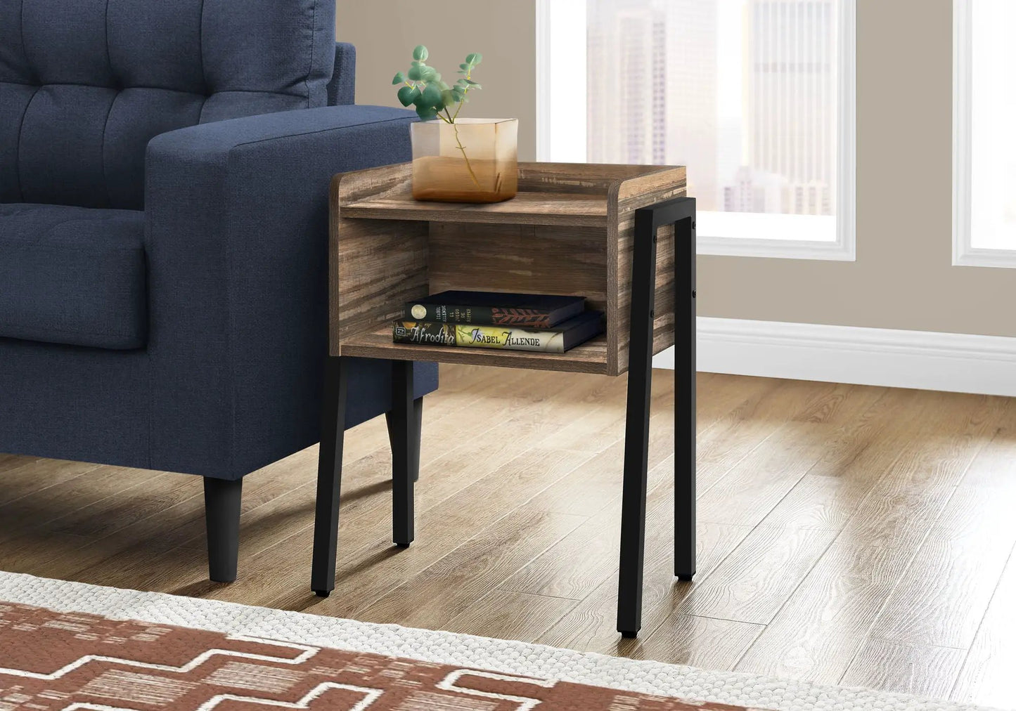 Accent Side Table, Reclaimed Wood Look, 2-Tier