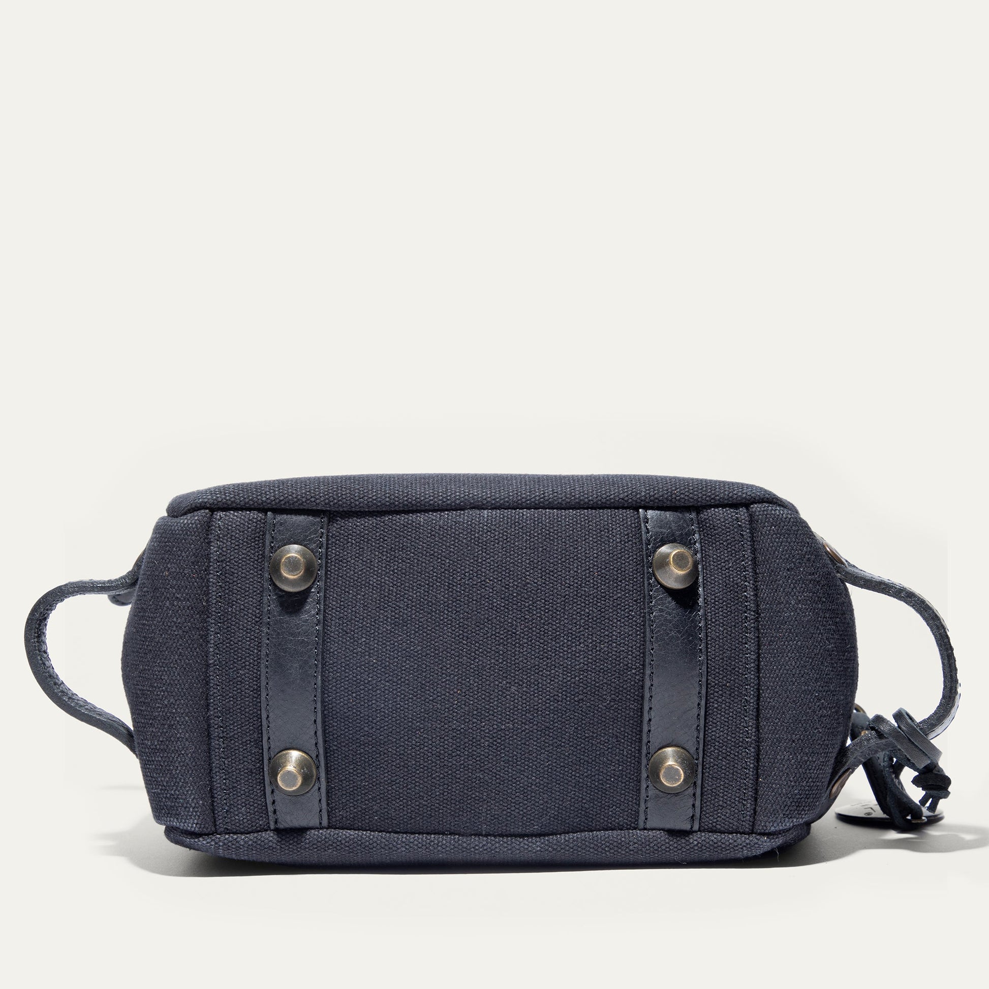 Commuter Travel Kit by Will Leather Goods toiletry bag in dark canvas with brass rivets on Tampa Home & Garden Store