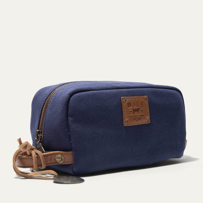 Commuter Travel Kit by Will Leather Goods in navy canvas with brown leather trim on Tampa Home & Garden Store