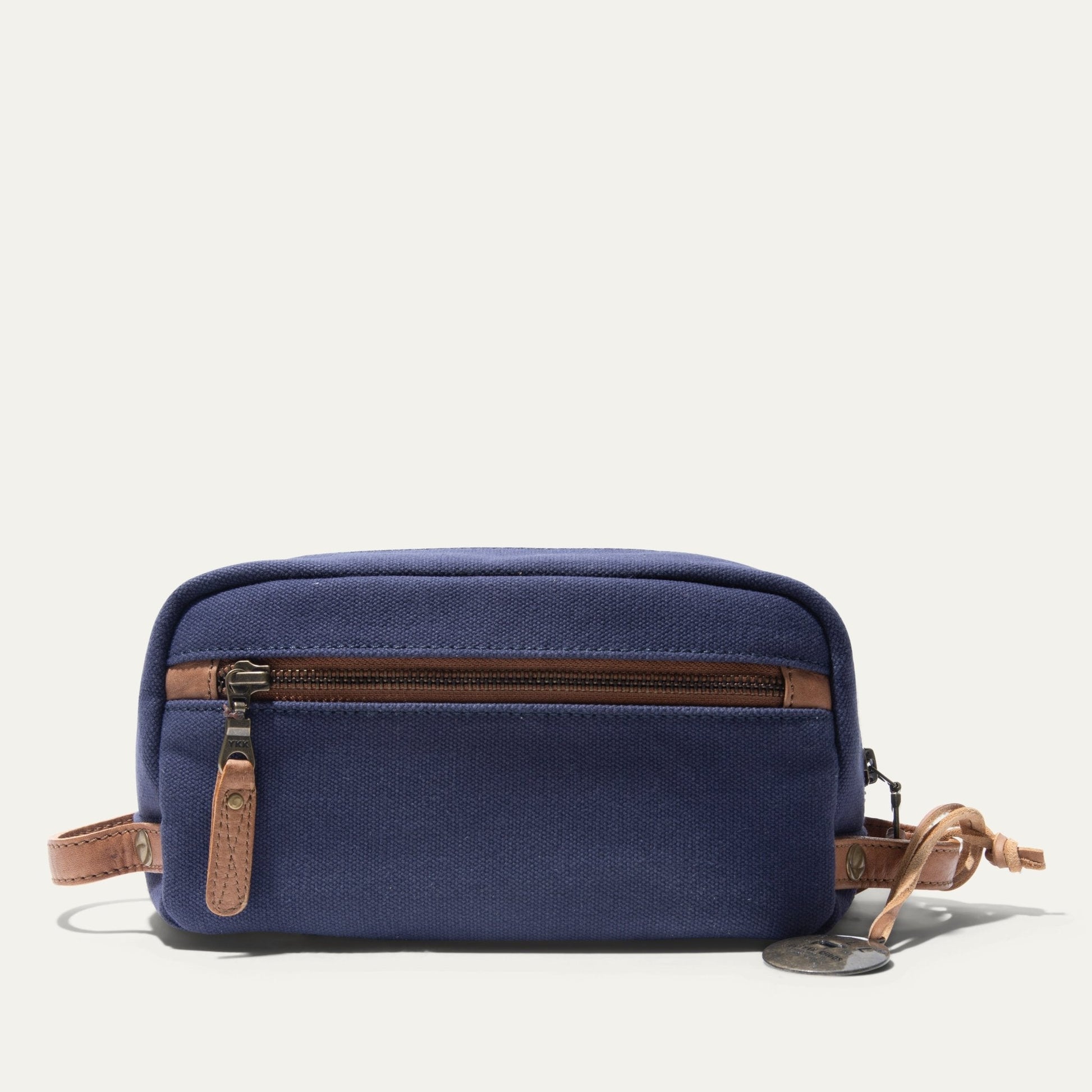 Will Leather Goods Commuter Travel Kit, navy blue canvas with brown leather zipper pulls on Tampa Home & Garden Store