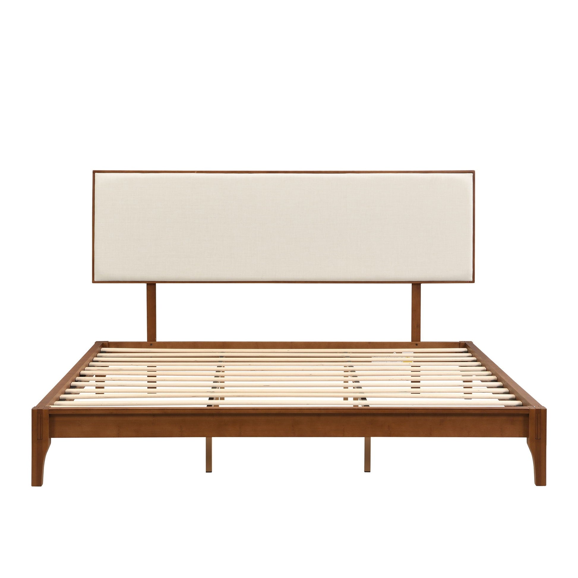 King-size bamboo wood 12in platform bed with adjustable brown headboard HouseOfZazla on Tampa Home & Garden Store