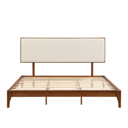 King-size bamboo wood 12in platform bed with adjustable brown headboard HouseOfZazla on Tampa Home & Garden Store