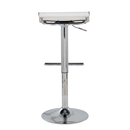 White adjustable bar stool with swivel and footrest, chrome pedestal base, HouseOfZazla on Tampa Home & Garden Store