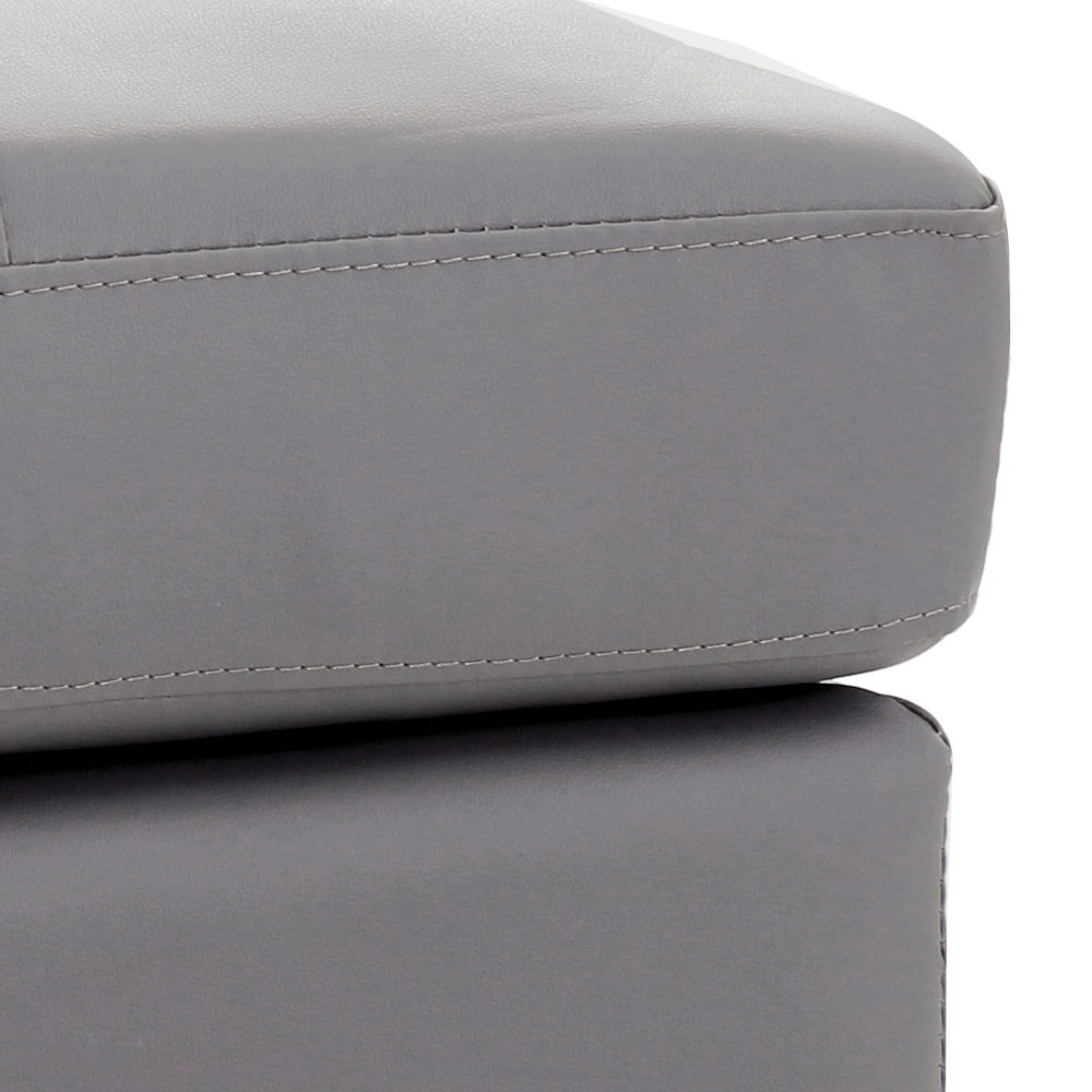 Upholstered ottomans in gray faux leather two-piece set by HouseOfZazla with edge stitching on Tampa Home & Garden Store