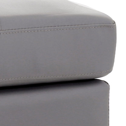 Upholstered ottomans in gray faux leather two-piece set by HouseOfZazla with edge stitching on Tampa Home & Garden Store