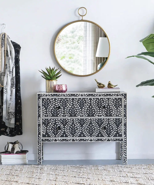 Circle Wall Mirror With Iron Frame Living Room