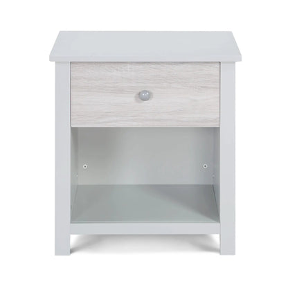 Connelly nightstand by Unique Piece Furniture, white frame and light woodgrain drawer on Tampa Home & Garden Store