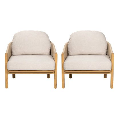 Grotta outdoor wood club chair set of 2 with beige cushions by HouseOfZazla on Tampa Home & Garden Store