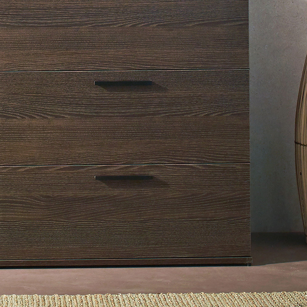 3 Drawer Modular Jumbo Chest dark brown wood finish with metal bar pulls on Tampa Home & Garden Store