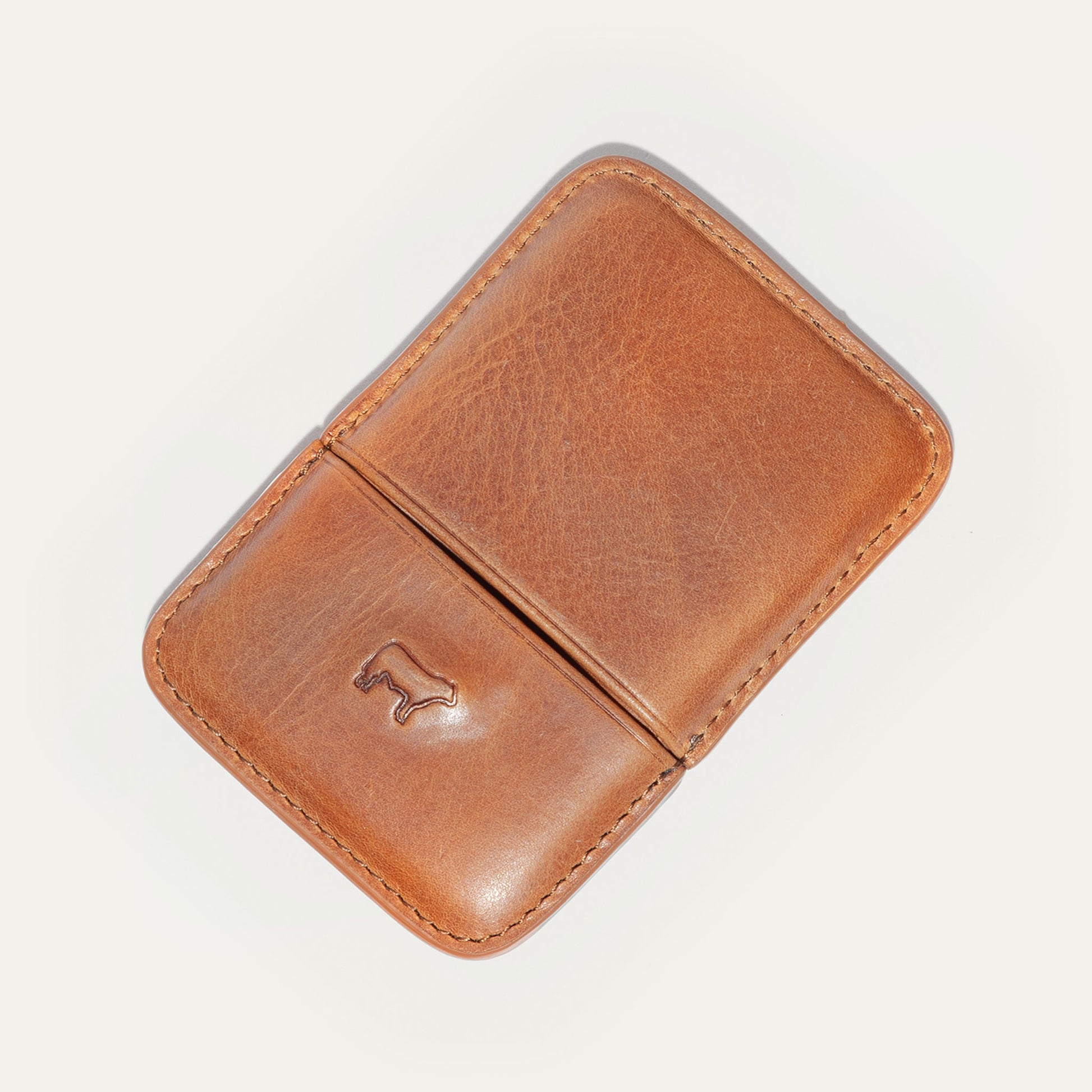 Molded Card Case brown leather with contrast stitching and embossed Will Leather Goods logo on Tampa Home & Garden Store