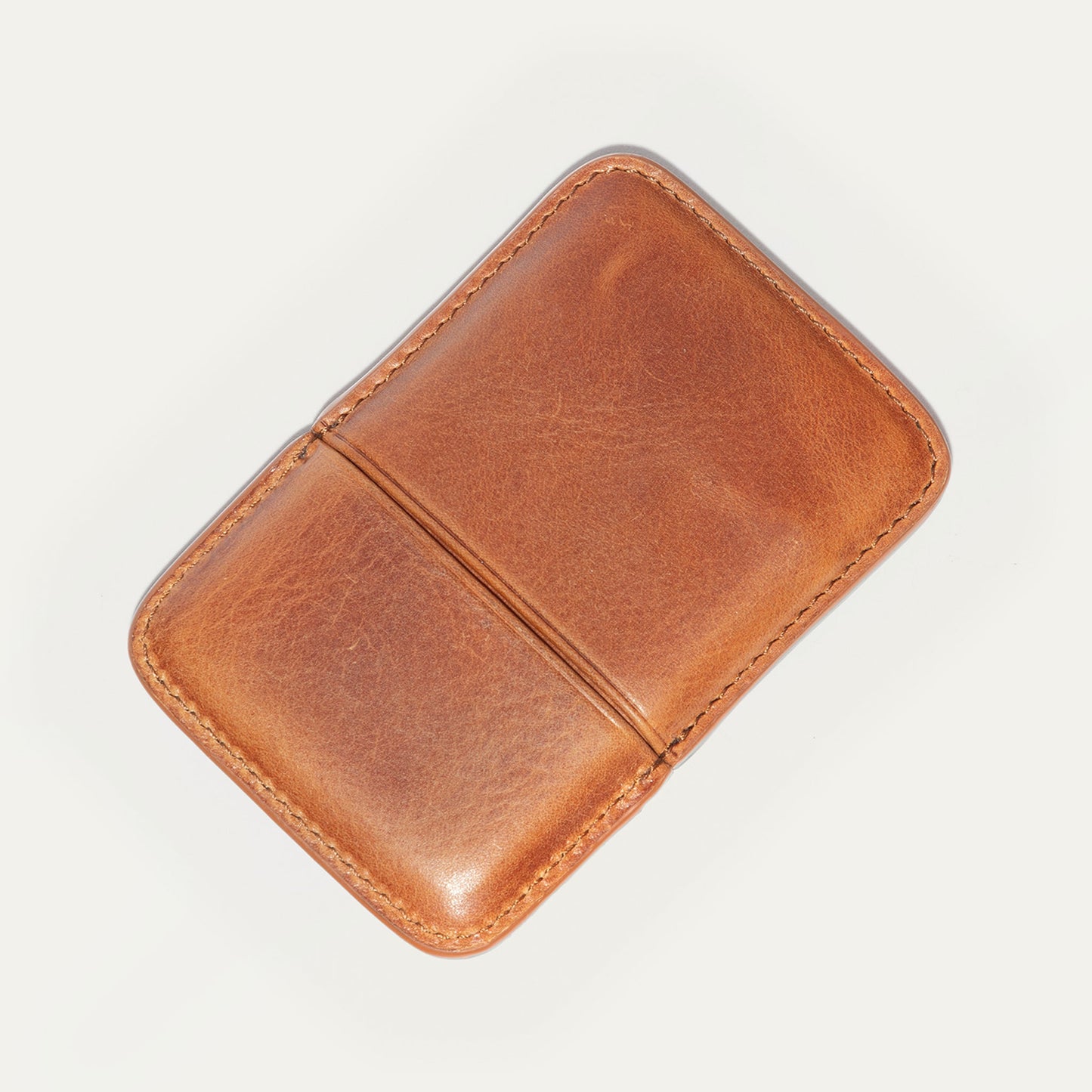 Molded Card Case Will Leather Goods tan leather with visible stitching corner detail on Tampa Home & Garden Store