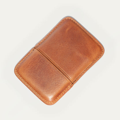 Molded Card Case Will Leather Goods tan leather with visible stitching corner detail on Tampa Home & Garden Store