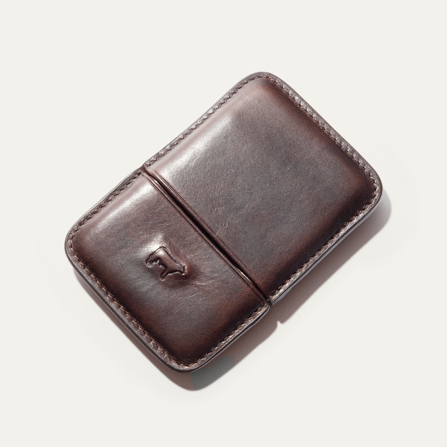 Molded Card Case Will Leather Goods, brown leather with stitched edges on Tampa Home & Garden Store