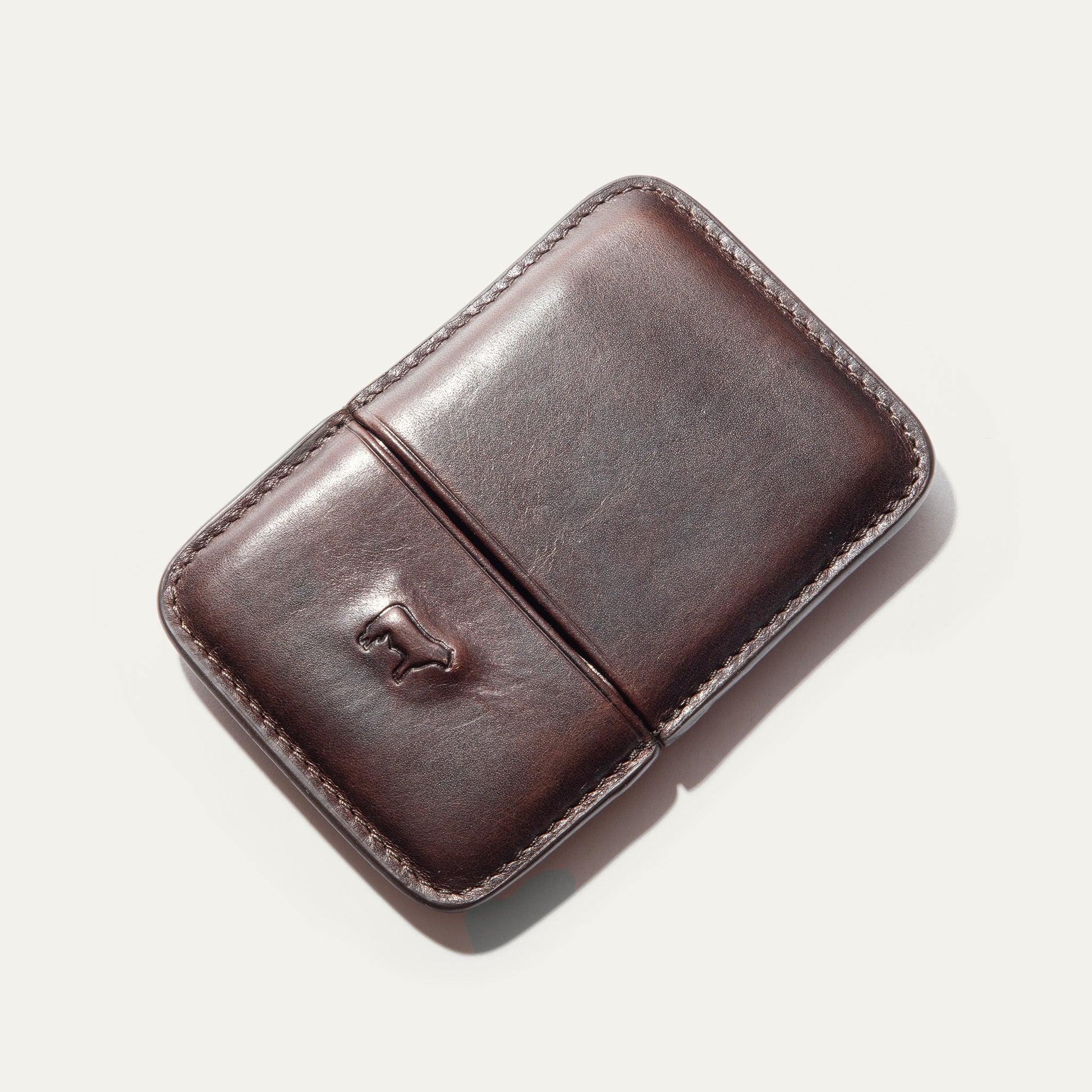 Molded Card Case Will Leather Goods, brown leather with stitched edges on Tampa Home & Garden Store