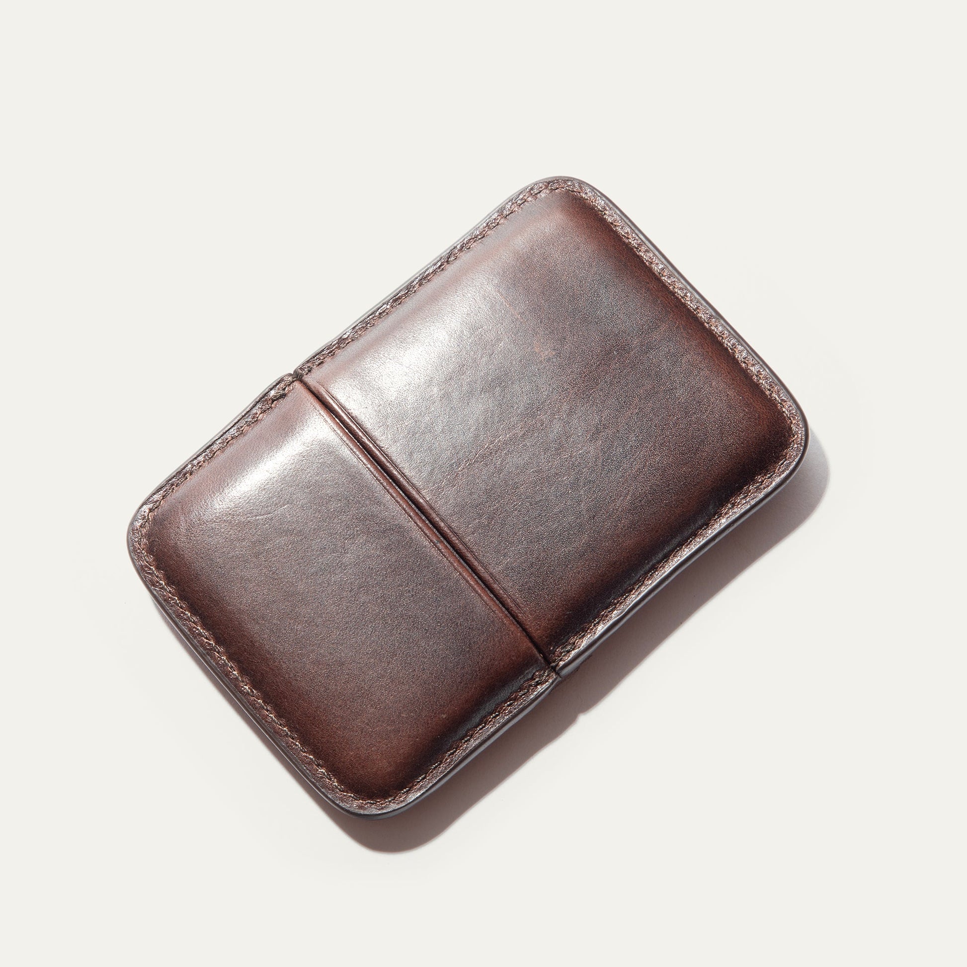 Molded Card Case brown leather with gradient and top-stitching by Will Leather Goods on Tampa Home & Garden Store