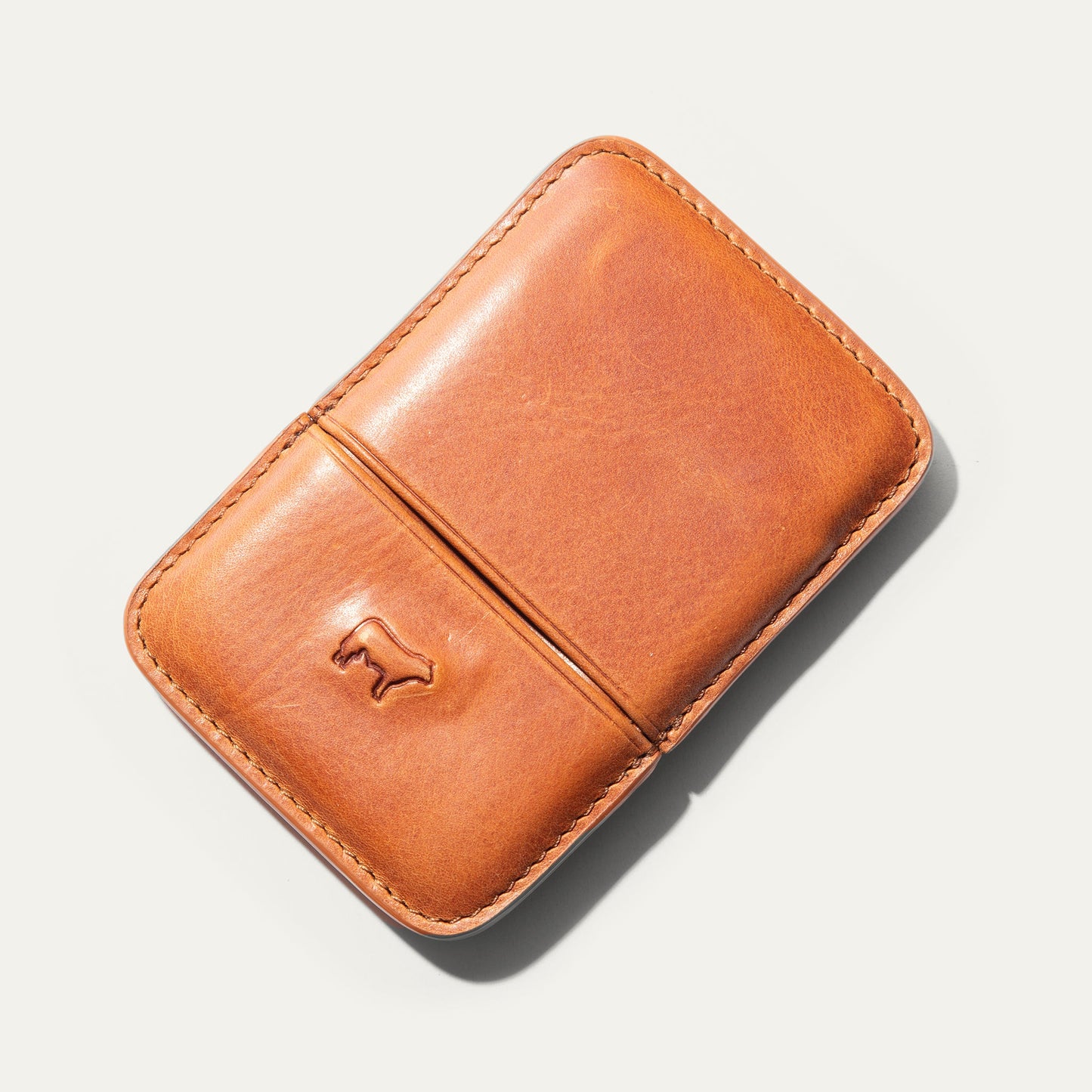 Molded Card Case tan leather by Will Leather Goods with contrast stitching on Tampa Home & Garden Store