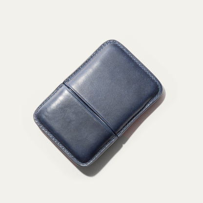 Molded Card Case blue leather by Will Leather Goods with stitched edges on Tampa Home & Garden Store