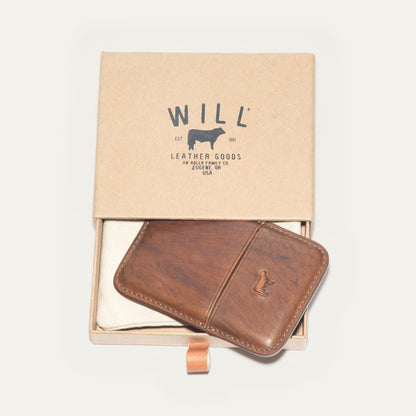 Molded Card Case Will Leather Goods brown leather with stitching on Tampa Home & Garden Store