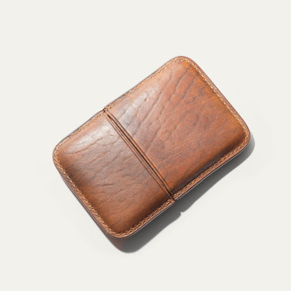Will Leather Goods Molded Card Case in brown leather with visible stitching and rounded corner on Tampa Home & Garden Store