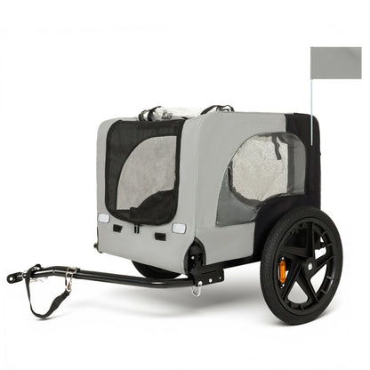 Outdoor heavy duty collapsible pet trailer, gray fabric with mesh windows, 16-inch all-terrain wheels on Tampa Home & Garden Store