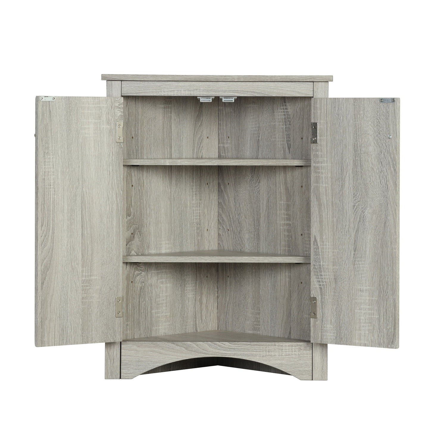 Triangle bathroom storage cabinet with adjustable shelves, gray wood freestanding HouseOfZazla on Tampa Home & Garden Store