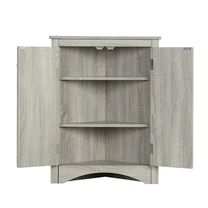 Triangle bathroom storage cabinet with adjustable shelves, gray wood freestanding HouseOfZazla on Tampa Home & Garden Store