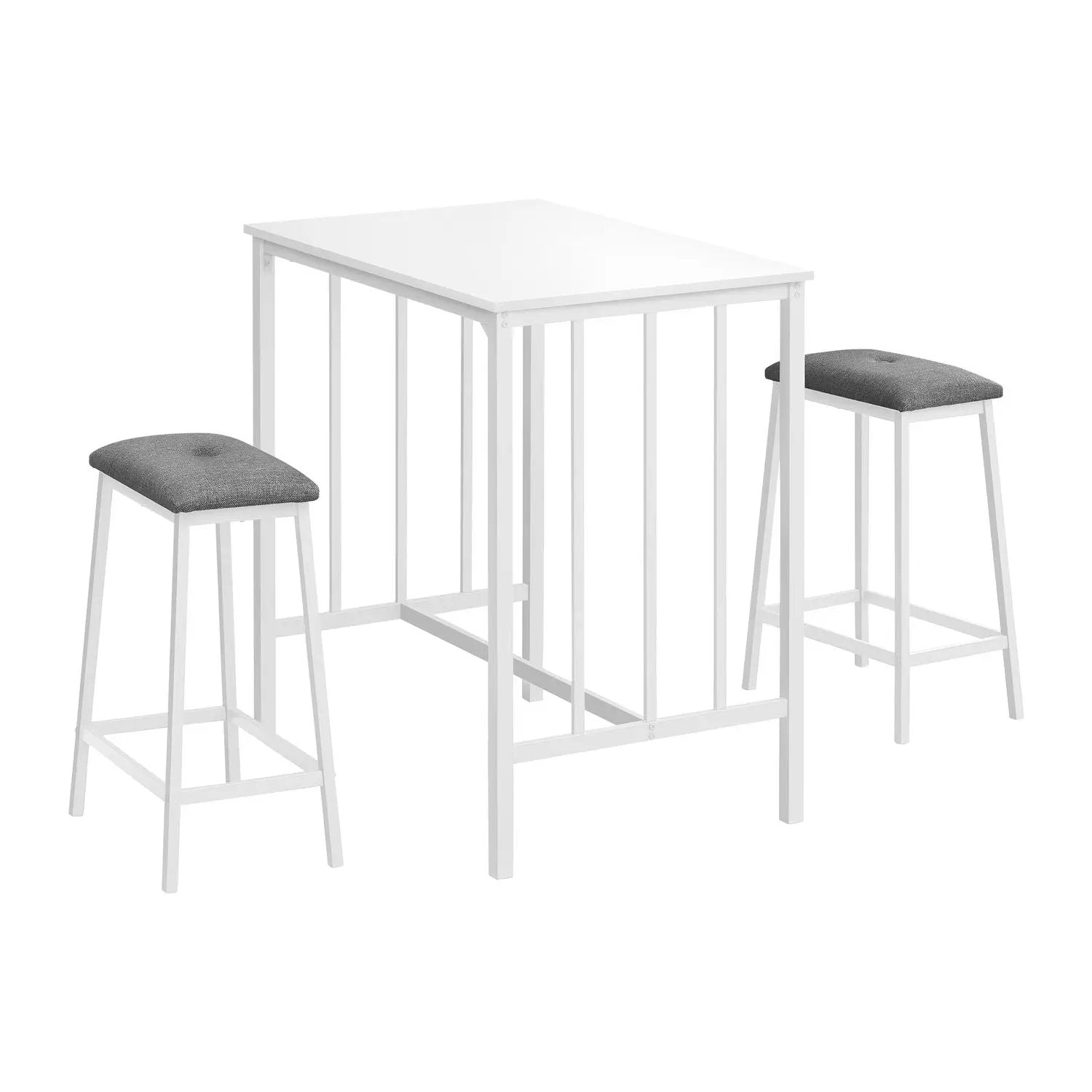 3-piece counter-height dining set white rectangular table with gray cushioned stools on Tampa Home & Garden Store