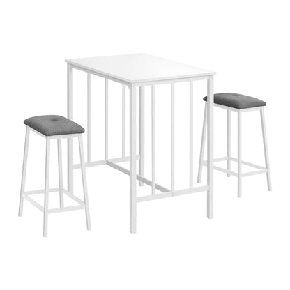 3-piece counter-height dining set white rectangular table with gray cushioned stools on Tampa Home & Garden Store