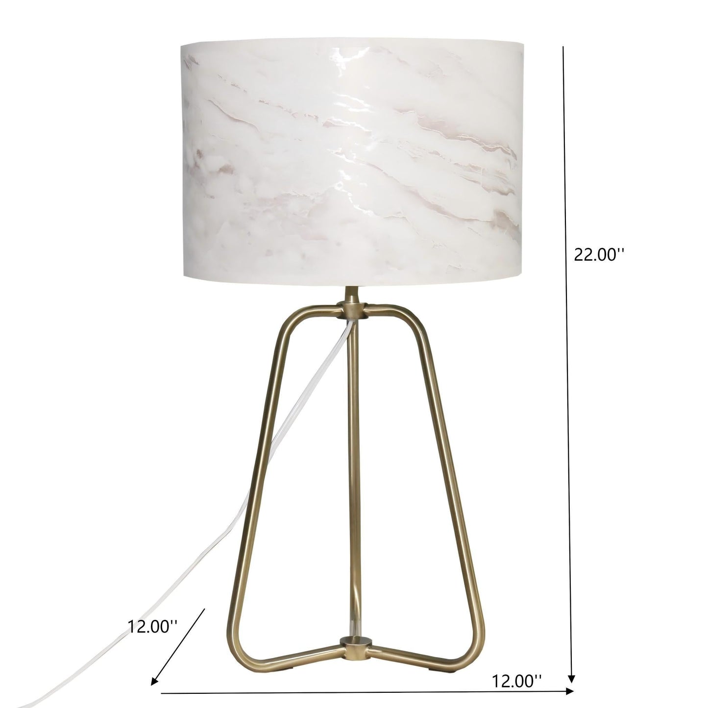 Optima Desk Lamp white marble-pattern shade, brass tripod base by HouseOfZazla on Tampa Home & Garden Store