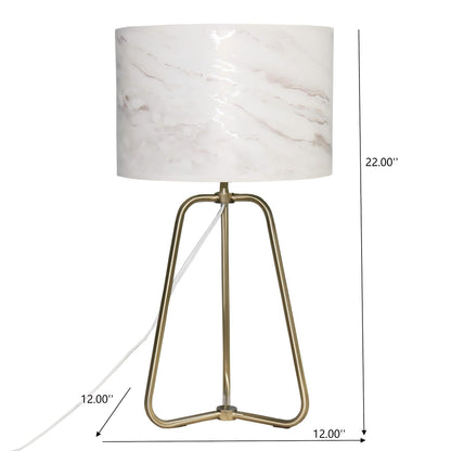 Optima Desk Lamp white marble-pattern shade, brass tripod base by HouseOfZazla on Tampa Home & Garden Store