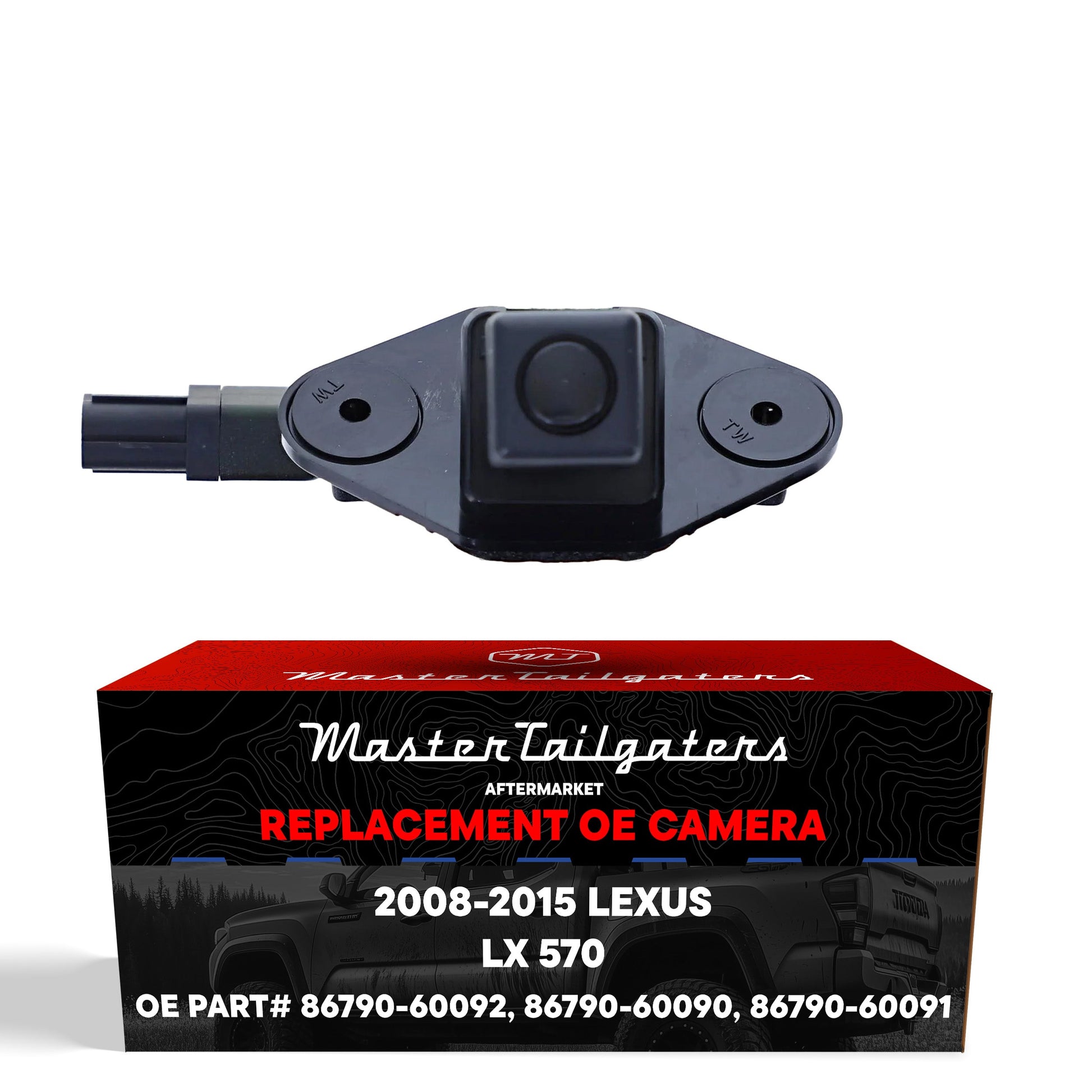 Lexus LX 570 OEM backup camera by Master Tailgaters, black plastic module on Tampa Home & Garden Store
