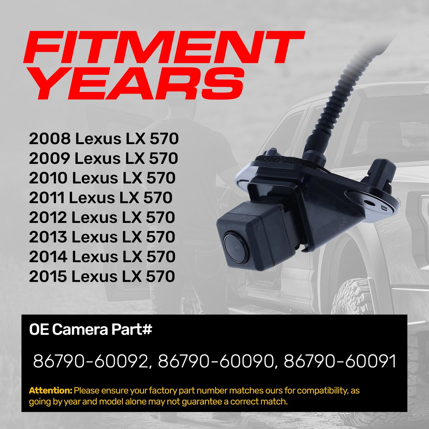 Master Tailgaters Lexus LX 570 OEM backup camera for 2008-2015, OE 86790-60092/60090/60091 on Tampa Home & Garden Store
