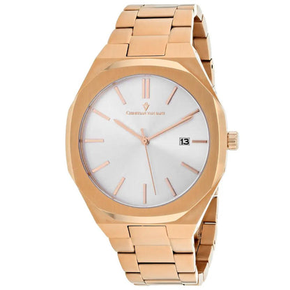 Christian Van Sant Octavius Slim men's rose gold watch with silver dial and date window on Tampa Home & Garden Store