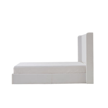 Carmen King Size Upholstered Wingback Bed in white by HouseOfZazla on Tampa Home & Garden Store