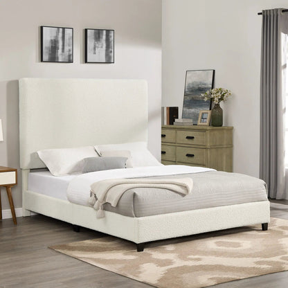 Upholstered Headboard Platform Bed in cream textured fabric by Unique Piece Furniture on Tampa Home & Garden Store
