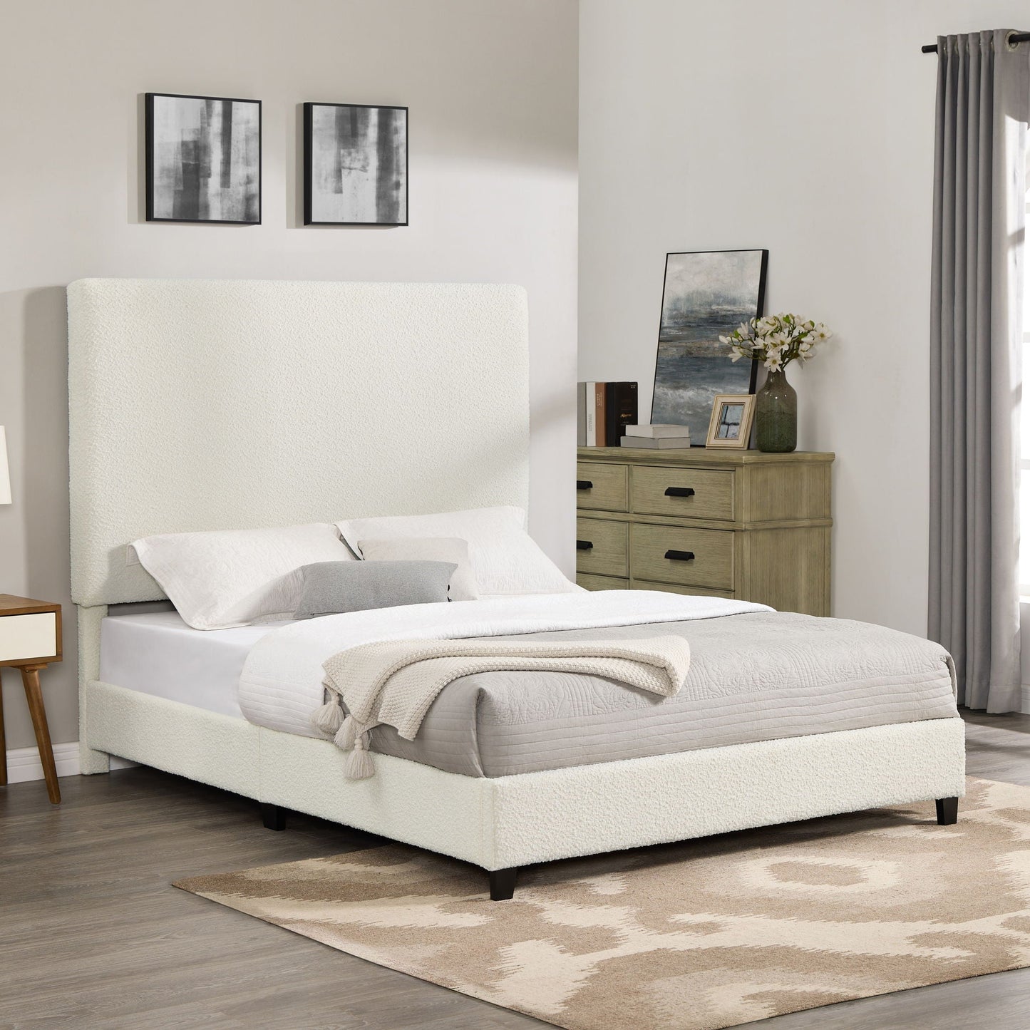 Upholstered Headboard Platform Bed and Frame