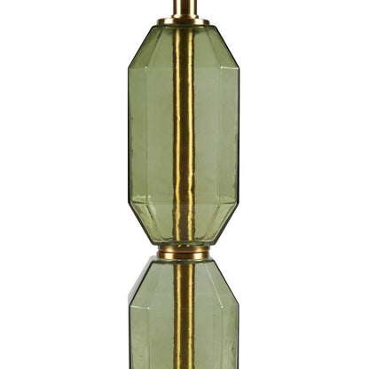 Faceted Green Glass Table Lamp by HouseOfZazla, green glass with brass accents, lighting decor on Tampa Home & Garden Store