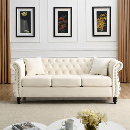 Chesterfield Sofa With Nailhead Trim and Cushions