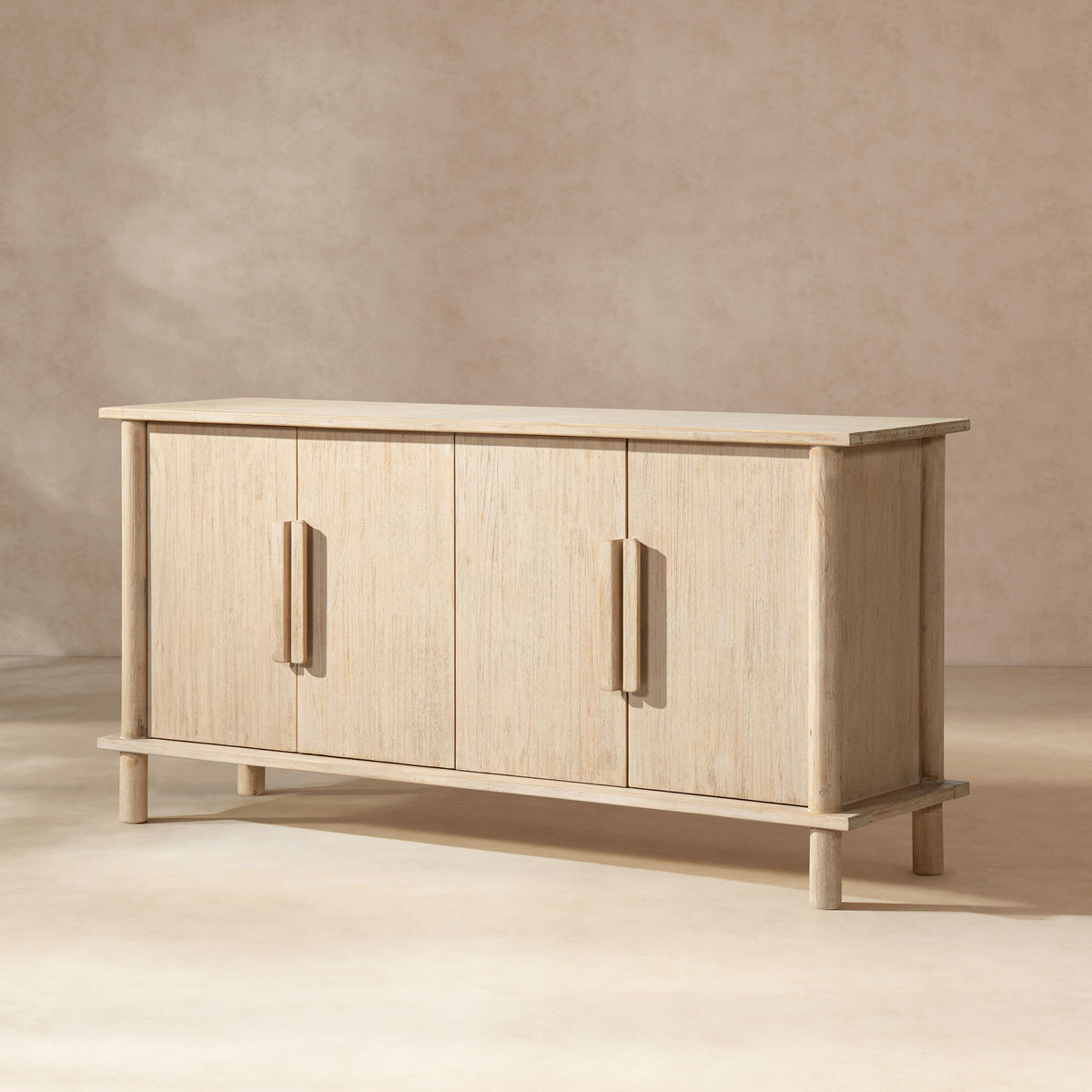 Natural Reclaimed Wood 4-Door Sideboard by HouseOfZazla with streamlined storage on Tampa Home & Garden Store