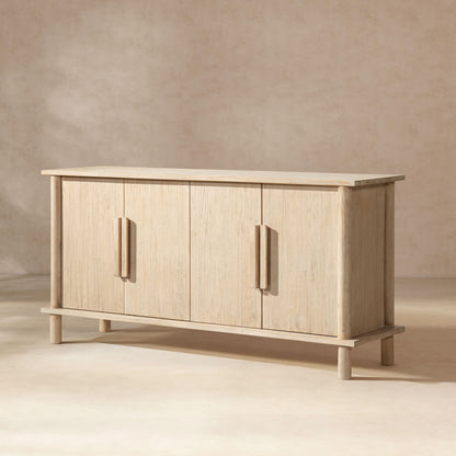 Natural Reclaimed Wood 4-Door Sideboard by HouseOfZazla with streamlined storage on Tampa Home & Garden Store